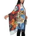 thumbnail image 4 of Honeii Halloween Pets Pumpkins Print Scarf Oversized Scarf Tassel Fall Winter Thick Scarf Warm Shawl Women,Women's Scarves & Wraps, 4 of 8