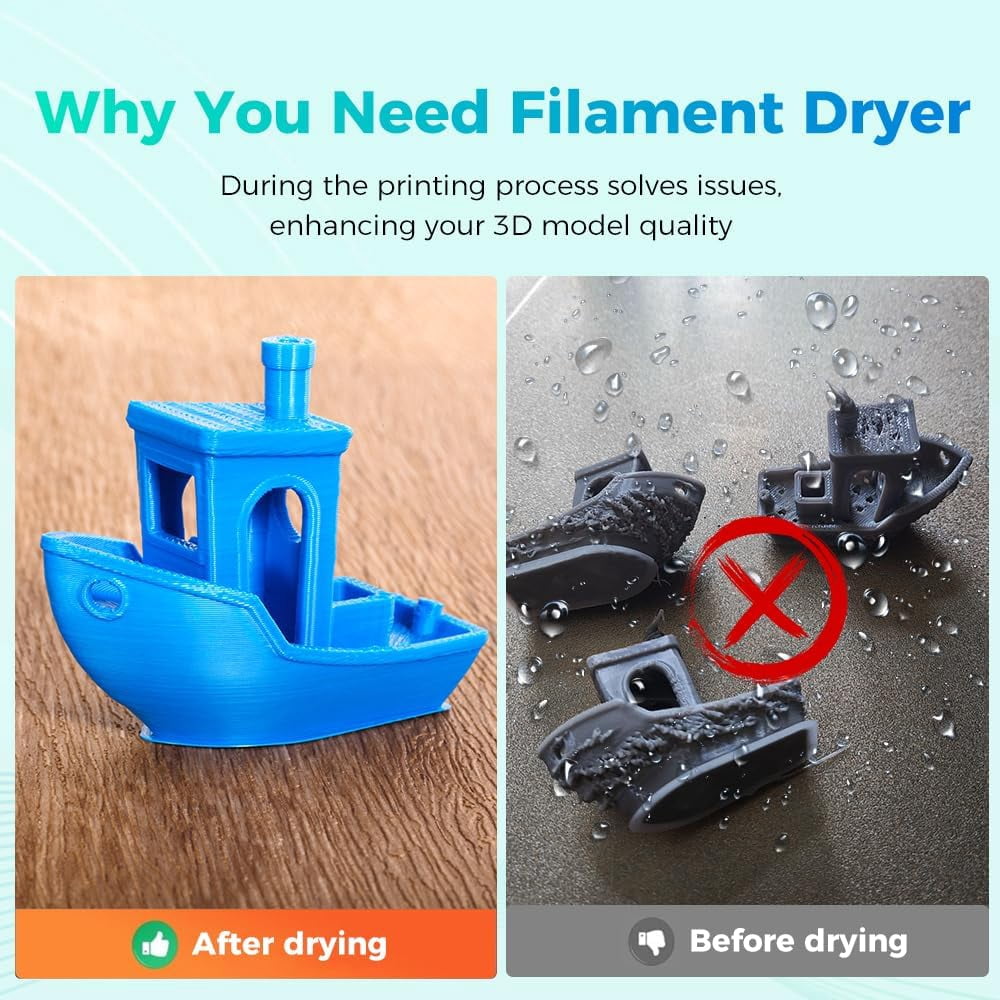 Creality Space Pi Filament Dryer, 1.75/2.85mm, LCD Touch, 360° Hot-Air, 48hr Timer, 113–158°F, 3D Printer Spool Dry Box, 4005010073 - 1 Unit