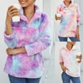 thumbnail image 2 of GENEMA Women Winter Fuzzy Plush Long Sleeve Sweatshirt 1/4 Zipper Stand Collar Pullover Tunic Tops Gradient Rainbow Tie-Dye Printed Loose Shirts Streetwear, 2 of 19