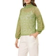 thumbnail image 5 of Allegra K Women's Ruffle Mock Neck Floral Lace Long Sleeves Semi Sheer Elegant Blouse, 5 of 7