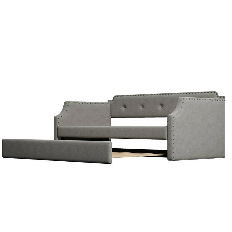 Twin Daybed and Trundle Frame Set Premium Upholstered Twin Size