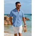 thumbnail image 3 of COOFANDY Men's Long Sleeve Cotton Linen Henley T-Shirt - Hippie Casual Beach Tee, 3 of 6
