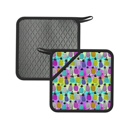 

Matuu Graffiti Pineapples for Square Silicone Anti-hot Pad for Kitchen Potholders Hot Dishers Spoon Holder