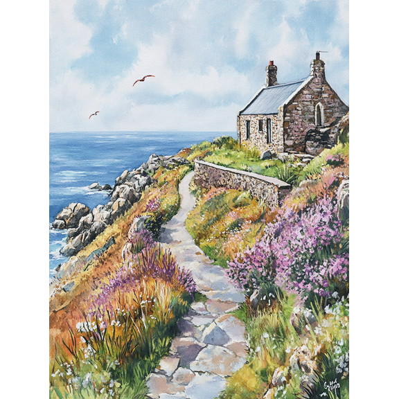 Coastal Cottage Stone Path Canvas Print/Wall Art， Perfect for Living Room， Bedroom， Office， Hallway， and Dining Room Decoration.