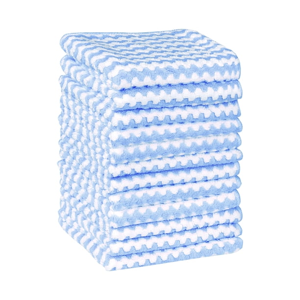 REGALWOVEN Pa?o de Microfibra de Limpieza, Paquete de 12 Trapos Altamente Absorbentes y Sin Pelusa, Toallas de Limpieza Reutilizables y Lavables Azules 12" x 12"