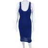 Pre-owned|Catherine Malandrino Womens Knit Overlay Mini Fringe Dress Blue Size Petite