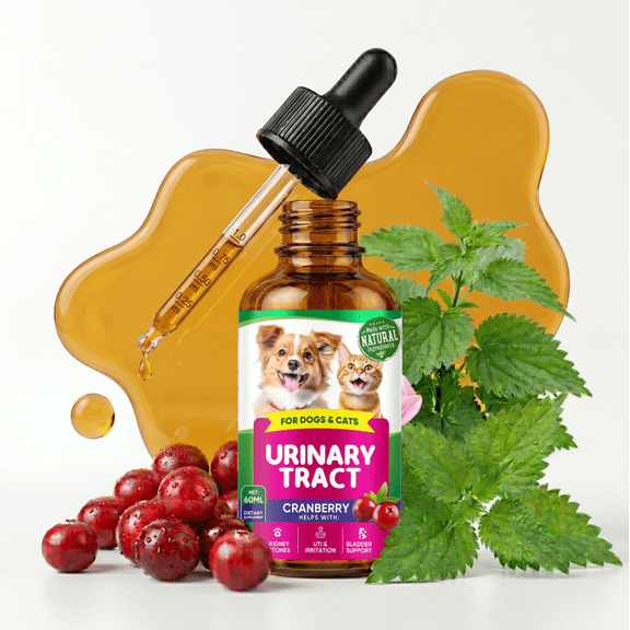 Urinary Tract Infection Treatment for Cats and Dogs, 60ML,Pet ur-in-a-ry tr-a-ct drops, rich in cranberries