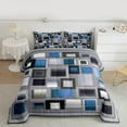 thumbnail image 2 of Homewish Patchwork Geometric Checkered Bedding Comforter Set,Classic Grid Twin Comforter Sets,Gray Blue Bedding Set For Men Women,Super Cozy Room Decor Reversible,2pcs, 2 of 8
