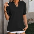 thumbnail image 2 of XMMSWDLA Women Casual V-Neck T-Shirts Loose Puff Short Sleeve Tops Tunic Blouses Workout Tops for Women, 2 of 4