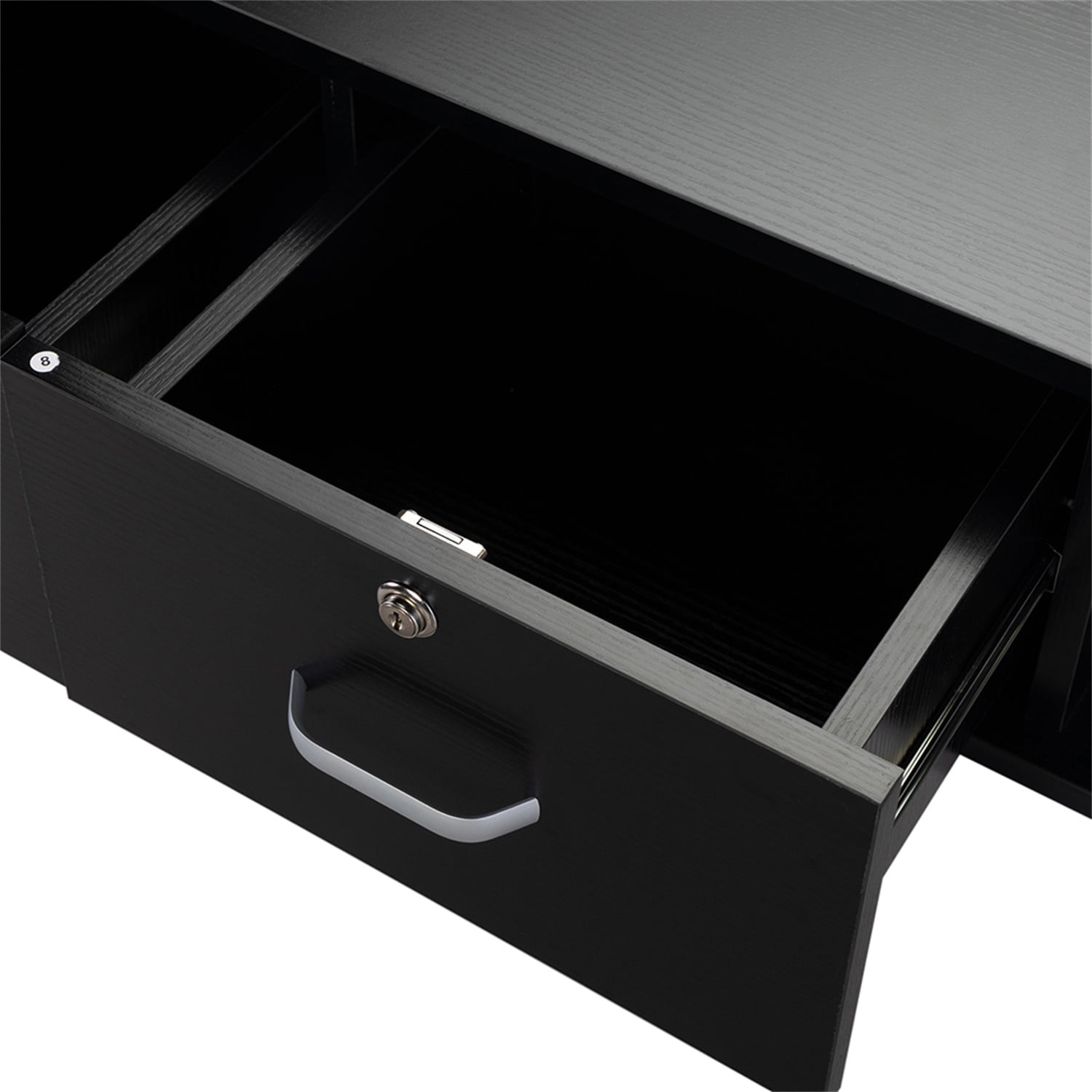 Kadyn Wall Mounted Beauty Salon, Barber Styling Station, Salon Equipment with Locking 2 Drawers, Black