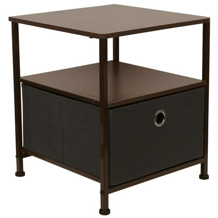 Waytrim 2 Tier Night Stand End Table With One Fabric Drawer