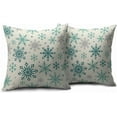 thumbnail image 2 of Teal Aqua Grey Gray Winter Snowflakes Pillow Covers 16x16 Set of 2 Christmas Decorative Throw Pillows Outdoor Farmhouse Xmas Holiday Seasnoal Pillowcases Cushion Case Decor for Home Sofa Couch Bed, 2 of 4