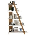 thumbnail image 5 of Casamudo Modern Ladder Shelf, Wood Leaning Bookshelf, White Triangle Shelves, 5 of 7