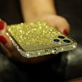 thumbnail image 3 of for iPhone 12 Pro Max Bling Glitter Diamond Case for Women Cute Rhinestone Crystal Sticker Skin Plating Metal Bumper Frame Edge Protective Shiny Sparkle Fashion Luxury Cover 6.7 inch Gold, 3 of 15