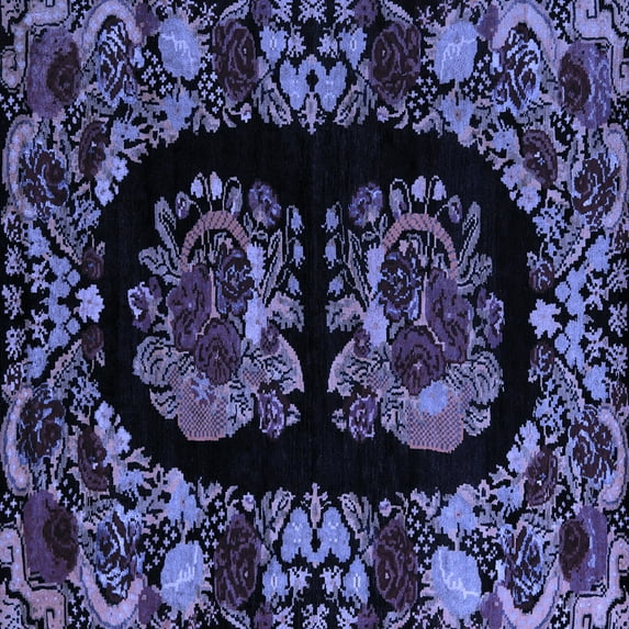 Ahgly Company Indoor Square Medallion Blue French Area Rugs, 7' Square