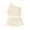 Apricot, variant on Aojekbee Toddler Girls Summer Outfits Solid Color Oblique Shoulder Drawstring Ribbed Knit Tank Tops Shorts 2Pcs Clothes Set