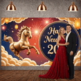 thumbnail image 6 of Red Theme Chinese New Year Banner Golden Horse Design Year of the Horse Banner Chinese Traditional  Lantern Decoration Lunar New Year Display for Chinese New Year Party Lunar New Year Celebration, 6 of 8