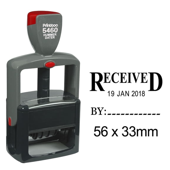 Printtoo Self Inking Office Stationery Heavy Duty Dater Stamp With Received By Text Date Rubber Stamp-Black