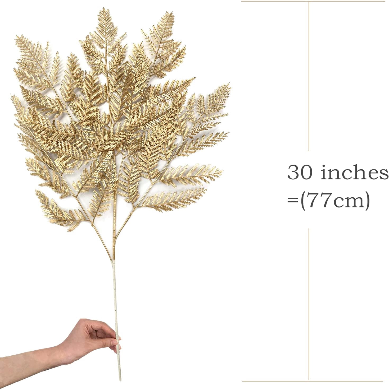 Artificial Plants for Christmas, Plastic Grass Faux Shrubs Fake Leaves Simulation Bushes Home Indoor Outdoor Garden Wedding Festival Decoration Hall Office Table Planter Filler – Gold 2 Pack