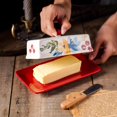thumbnail image 3 of SAGOSKAT Butter Dish Ceramic Butter Keeper Butter Dish with Lid, Butter Container, RED, 3 of 8