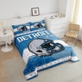 thumbnail image 4 of Erosebridal Football Helmet Print Bedding Sets Full with Comforter, Sports Theme Duvet Insert , Detroit, Blue Grey, 3pcs, Breathable, 4 of 7