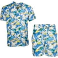 thumbnail image 4 of Men's 2 Piece Shorts and Shirt Tropical Casual Matching Beach Clothing Set, Black Trees, L, 4 of 4
