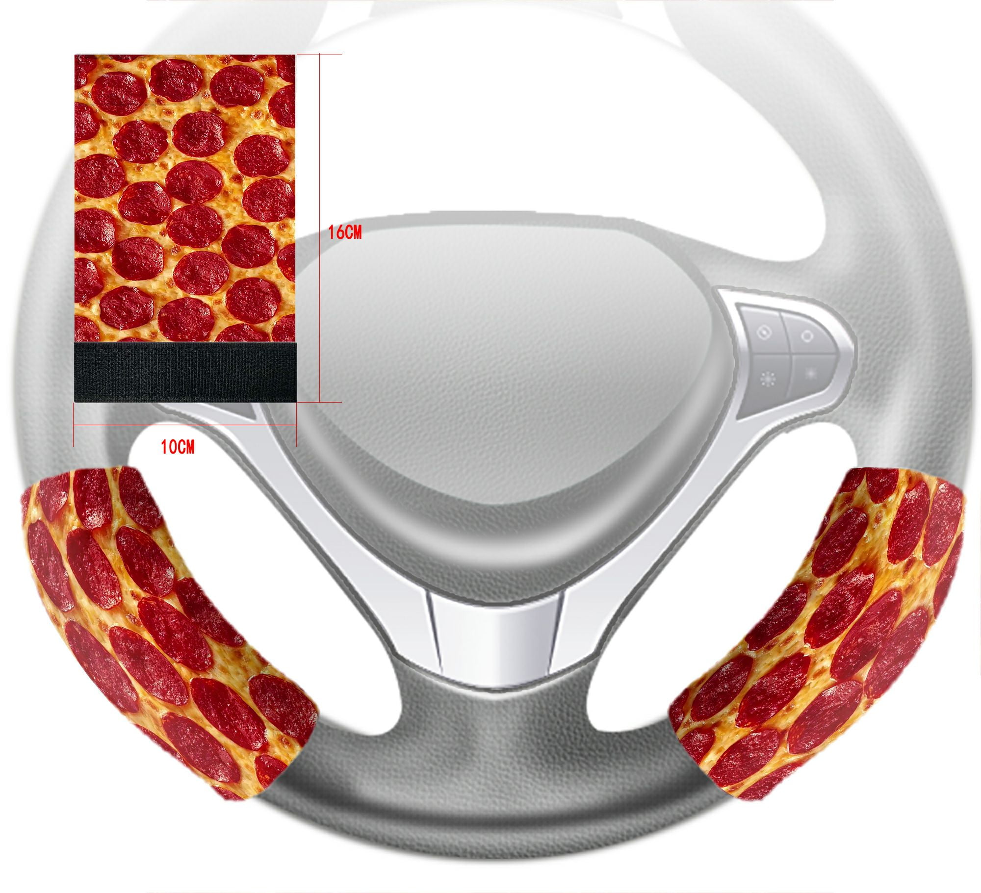 ZKGK Pepperoni Pizza Steering Wheel Cover Hook and Loop Covers For Car