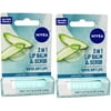 2 Pack - Nivea 2in1 Lip Balm & Scrub Super Soft Lips, Aloe Vera + Vitamin E, 0.17 oz (4.8 g)
