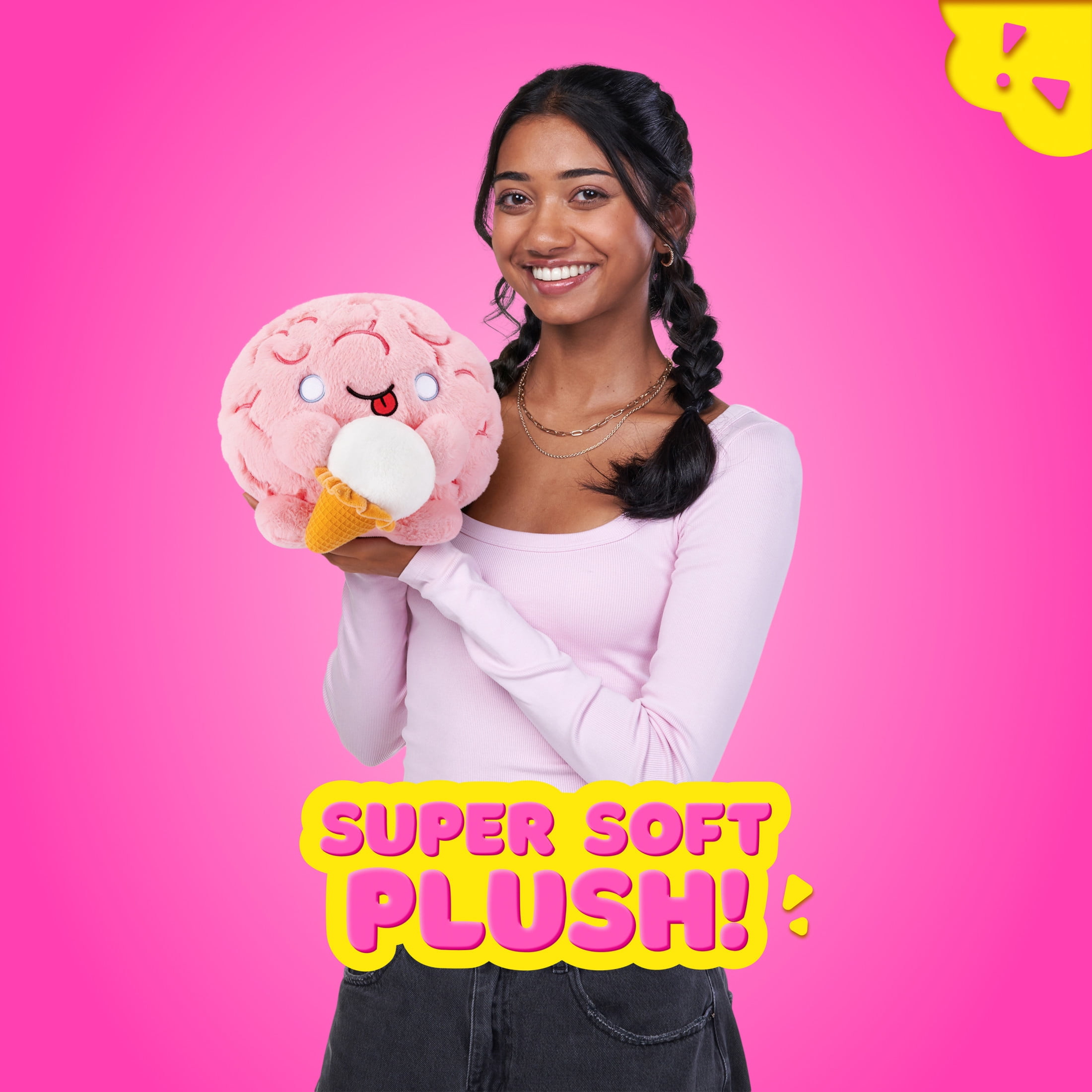 Snackles Core Series 2 Brain with Ice Cream by ZURU - Ultra-Soft 8-inch Plush Toy for All Ages