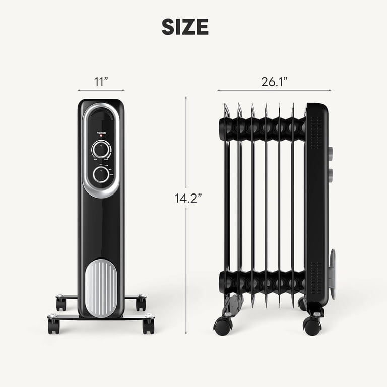 JIOABL 1500W Oil Filled Radiator Heater, Black photo 6