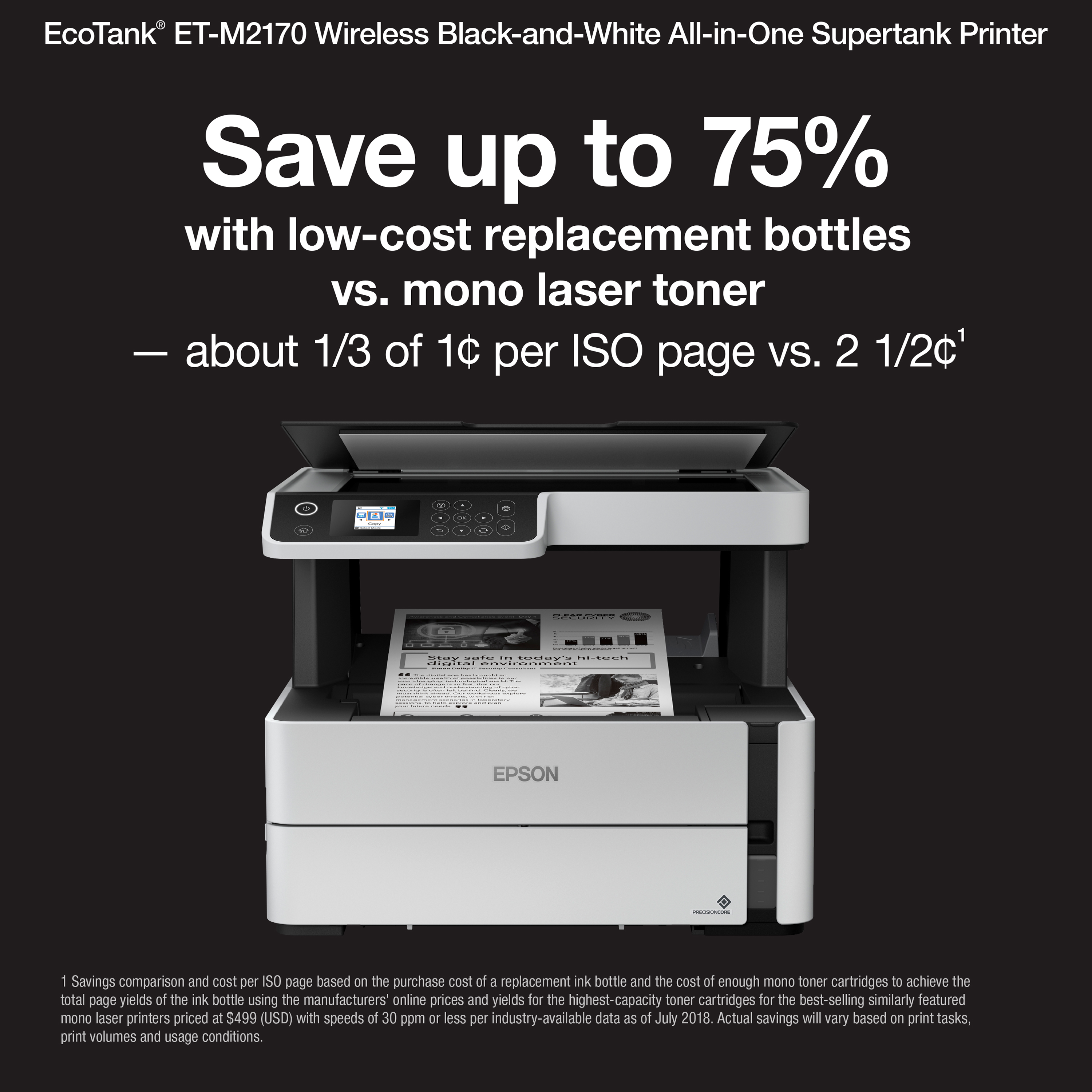 Epson EcoTank ET-M2170 Wireless Monochrome Supertank Printer photo 3