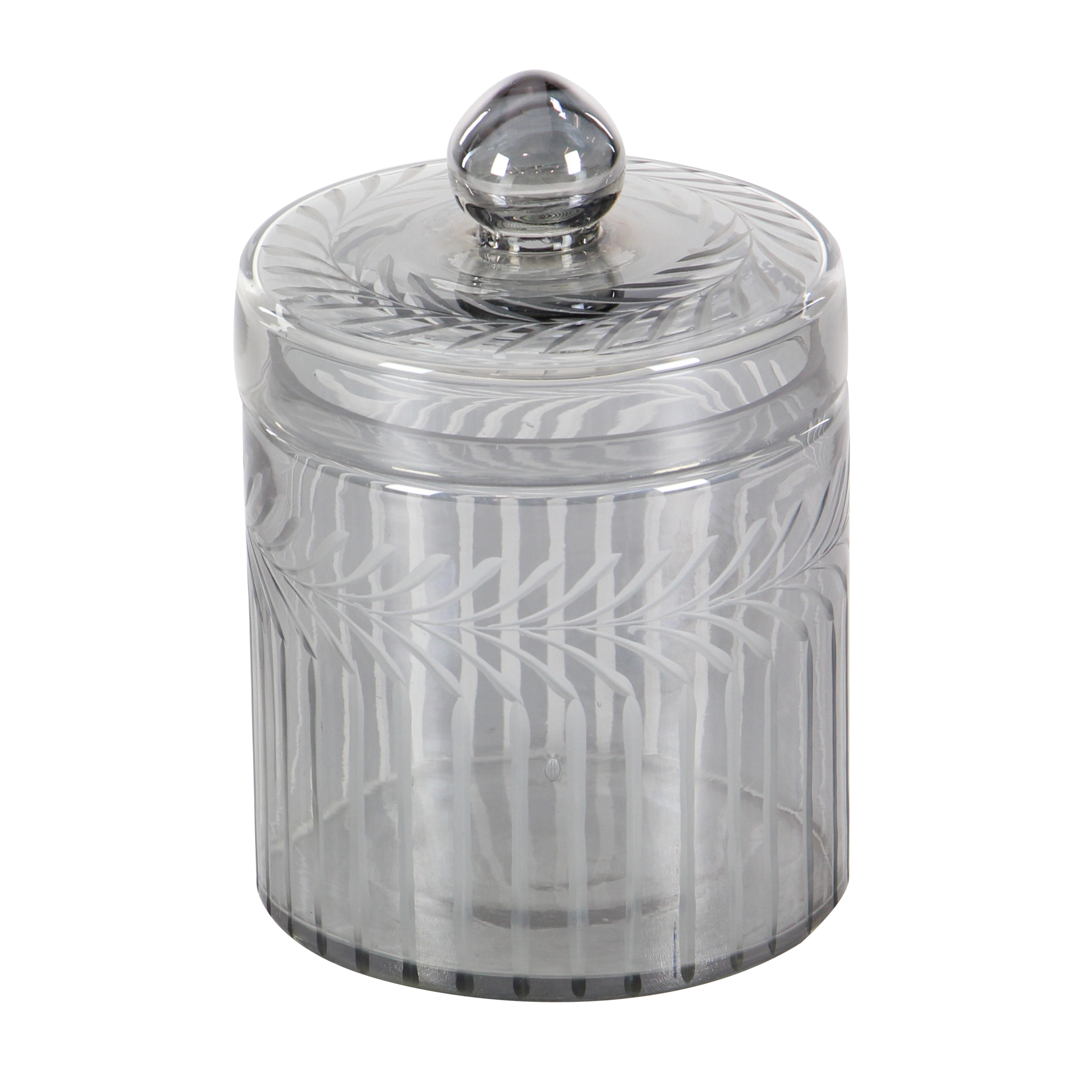 DecMode 7", 10"H Gray Glass Handmade Decorative Jars, 2-Pieces