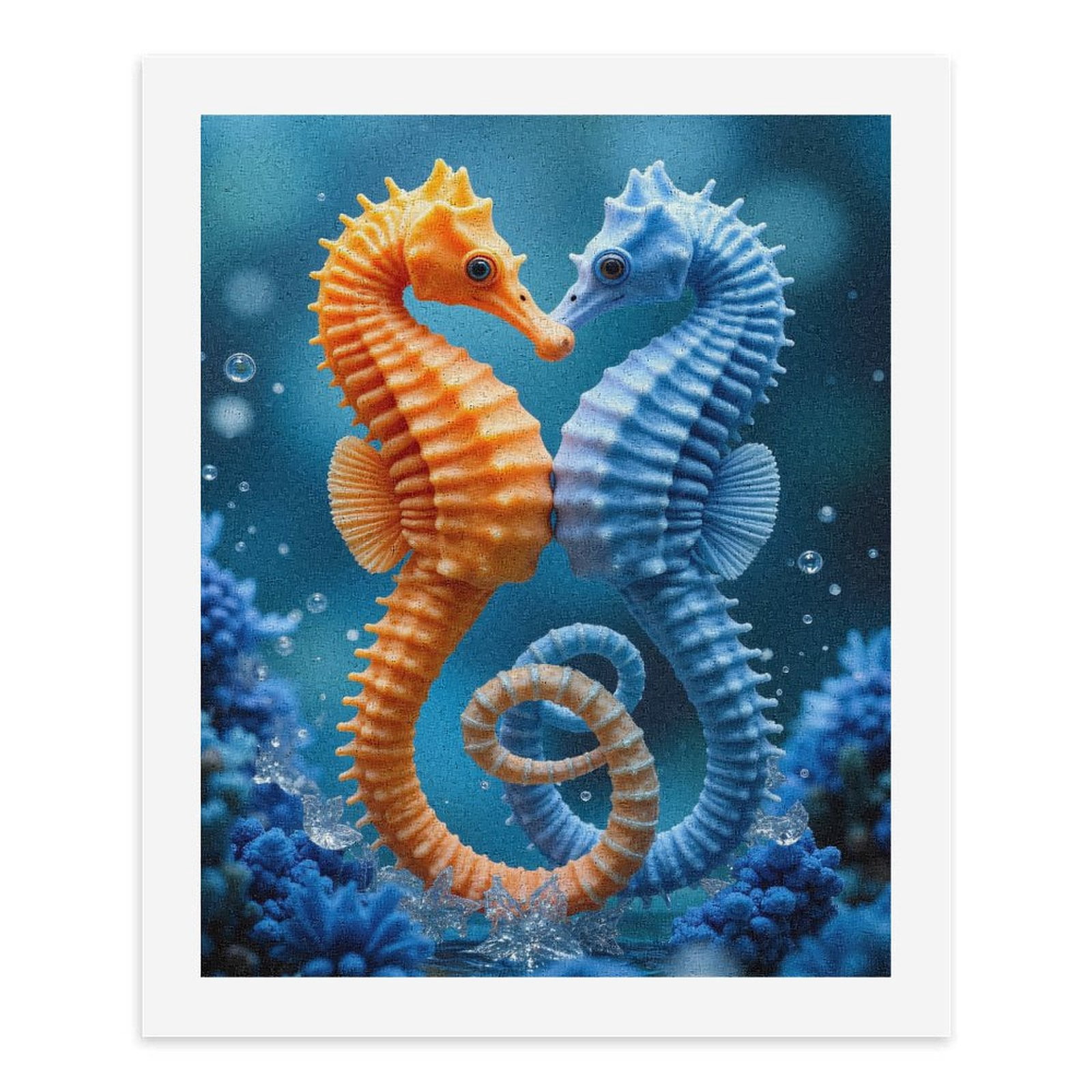 Paint by Numbers Kit for Adults, Orange Blue Seahorse Pair Ocean Paint by Numbers, Easy Paint by Numbers Kit for Adults Beginner, DIY Adult Paint by Number Kits on Canvas, 12x16in Home Decor