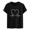 thumbnail image 4 of Pxiakgy Women Cute Heart Graphic Crewneck Short Sleeve Regular Fit Casual Tee T-Shirts Tshirt Tops Love Printed Shirt Short Sleeve Round Neck T Shirt Top Lightweight Soft Clothing Clothes Black Xl, 4 of 4