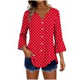 thumbnail image 2 of Kezqiaxn Blouses for Women Dressy Casual 3/4 Sleeve Loose Button Down Shirts V-Neck Summer Tops Fashion Clothing, 2 of 7