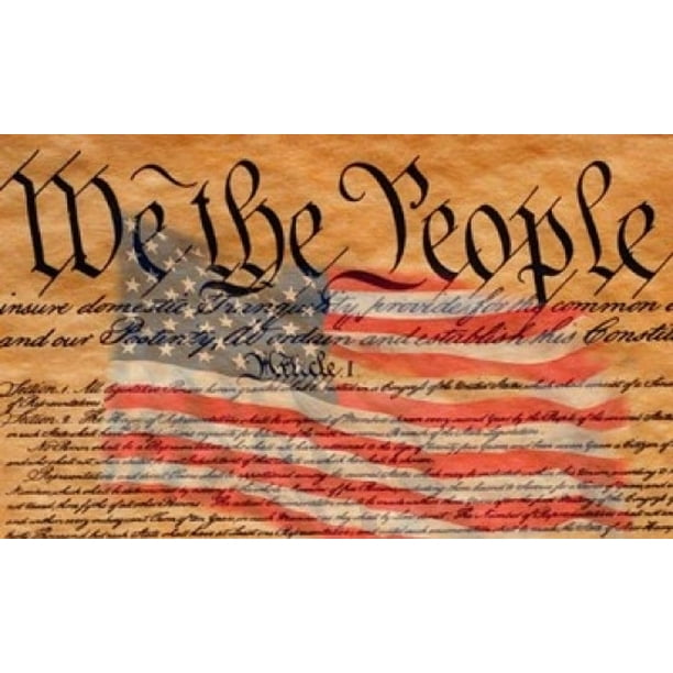 Declaration of Independence and U.S. Flag Poster Print by Panoramic