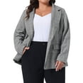 thumbnail image 2 of DARING DIVA Women's Plus Plaid Notched Lapel Business Blazer Jackets Black White 3X, 2 of 6