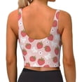 thumbnail image 3 of Haiem Floral Strawberr Pattern Womens Sports Bra - U Neck Padded Low Impact Yoga Bra Workout Crop Top Gym Moisture-Wicking Workout Vest -X-Large, 3 of 9
