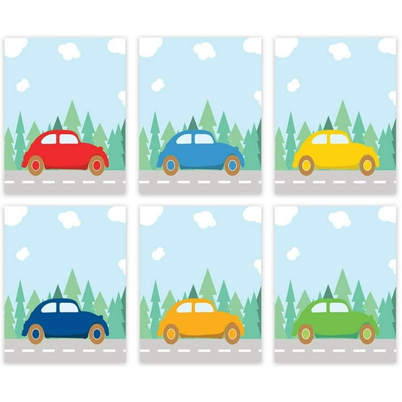 Koyal Wholesale Boys Cars Nursery Hanging Wall Art, Colorful Cars Graphics, Vehicles