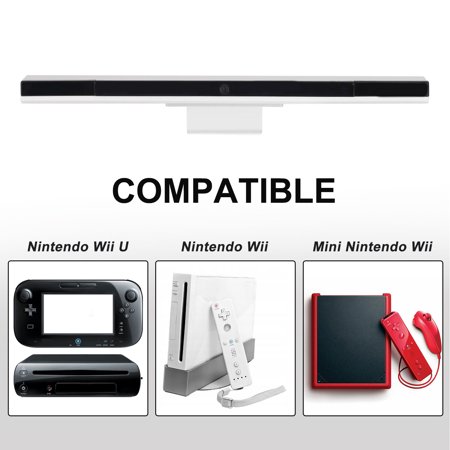 Wireless Wii Sensor Bar, Wireless Infrared Ray Remote Sensor Bar, TSV Replacement Wii U Signal Receiver Motion Sensor Bar, Infrared Ray Inductor w/ Stand Fit for Nintendo Wii/Wii U Console