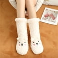 thumbnail image 4 of Aellinatey Women Winter Thermal Cute Bear Fuzzy Plush Socks Non Slip Home Sleeping Socks, 4 of 21