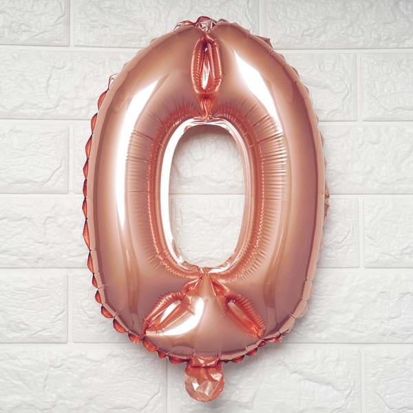 16" Rose Gold Mylar Foil Number Balloons 0