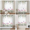 thumbnail image 5 of Pink Tulips Semi Sheer Curtains Drapes for Living Room, Bedroom, French Doors Window 96 Inches Long, Spring Floral Green Eucalyptus Leaves Rod Pocket Chiffon Curtain Drapery Voile Draperies Panel, 5 of 8