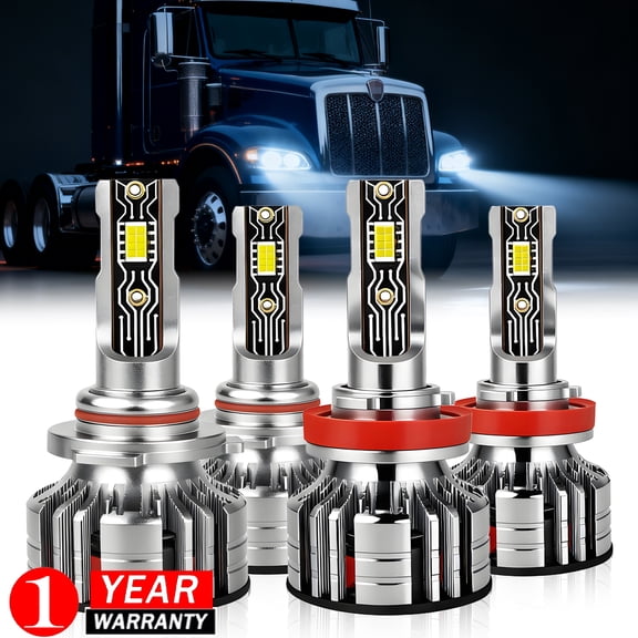 Fits Peterbilt 389 2008-2022 LED Premium Bulbs 9005 H11 6000K 4Pack