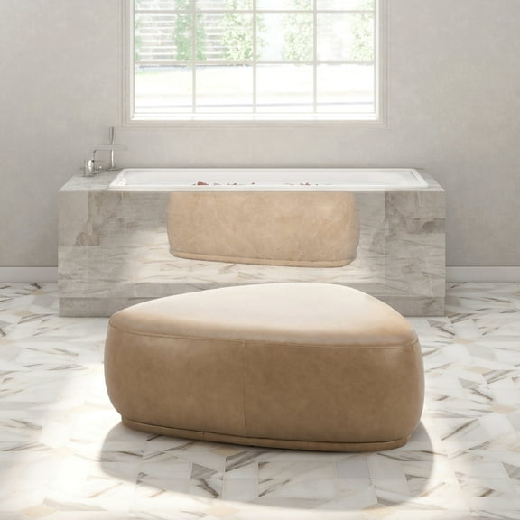 Pebble 44" Rounded Triangle Cocktail Ottoman Tuscan Tan Brown