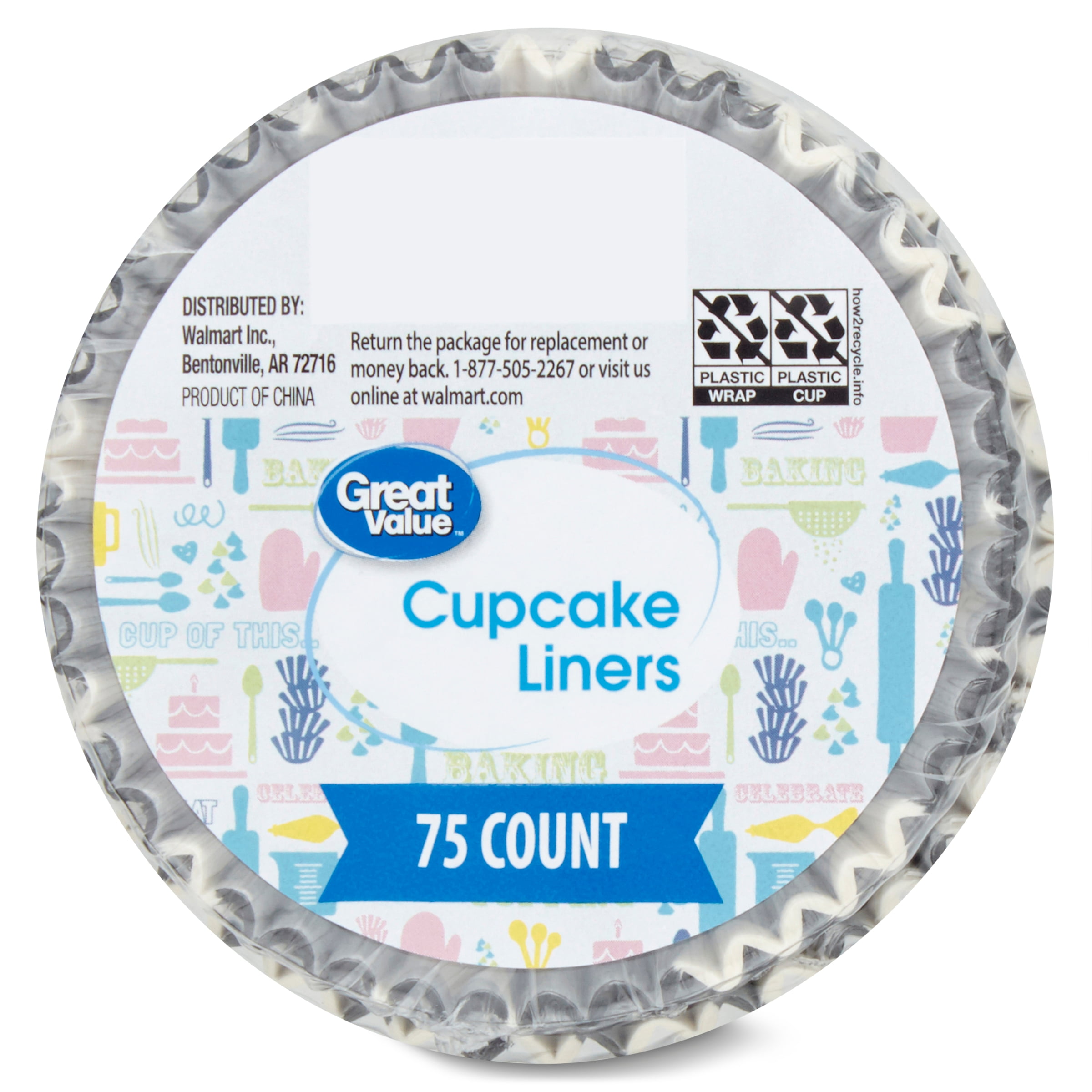 Great Value Black & White Cupcake Liners, 75 Count