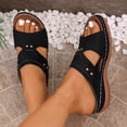 thumbnail image 4 of CYMMPU Women's Hollow Rivet Wedge Slide Sandals, Open Toe Cutout Platform Slip On Slippers, Casual Summer Daily Walking Shoes Black 41, 4 of 9