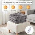 thumbnail image 2 of SUNNY HEAT Electric Heated Blanket Twin Size 62" x 84" Soft Flannel with 5 Levels Heating & 10Hs Auto off, Machine Washable, Light Gray, 2 of 5