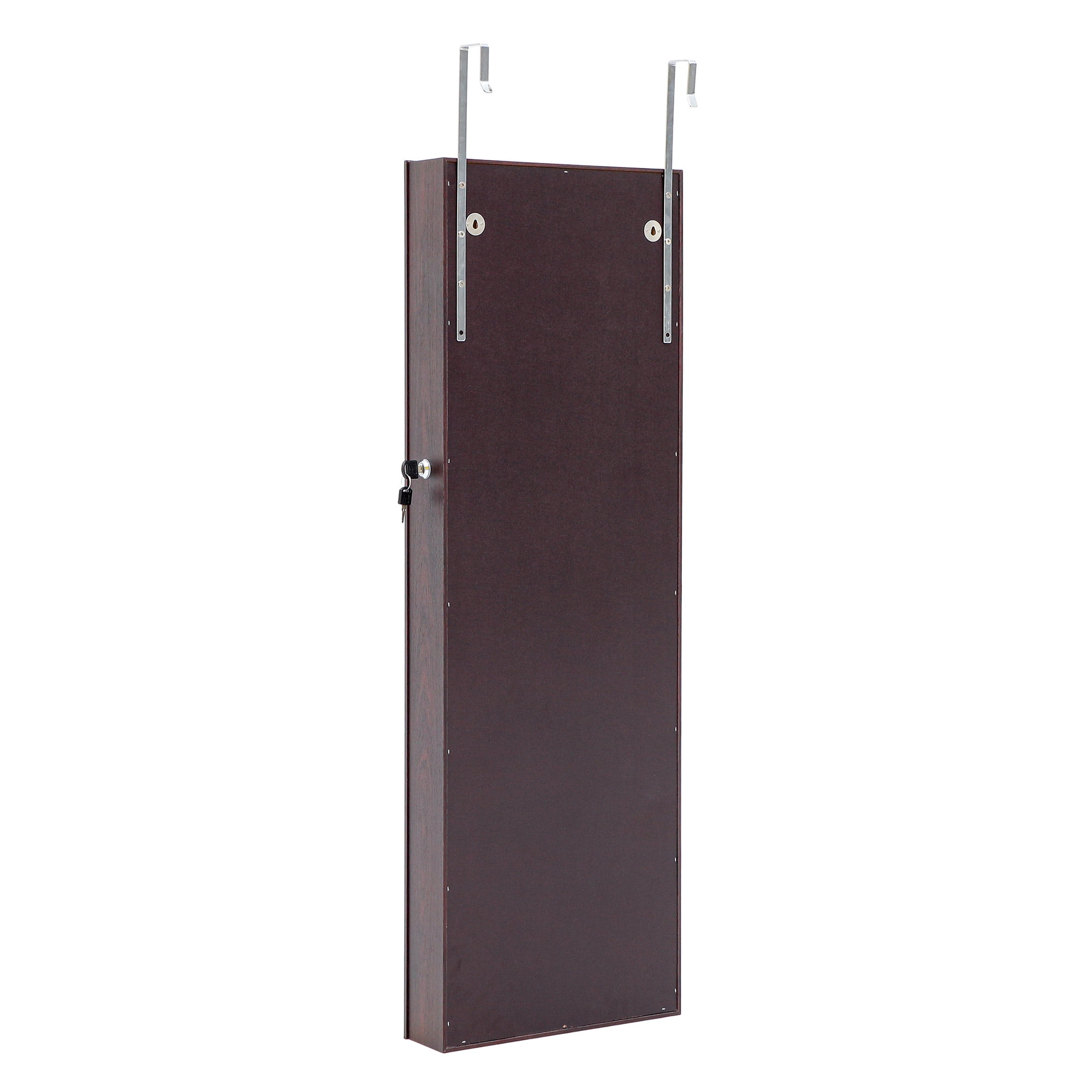 Resenkos LED Light Mirrored Jewelry Cabinet with Storage Drawer, Door/Wall Jewelry Armoire with Full-Length Mirror Brown Resenkos LED Light Mirrored Jewelry Cabinet with Storage Drawer, Door/Wall Jewelry Armoire with Full-Length Mirror Brown