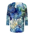 thumbnail image 4 of Drses Floral Printed Tops for Women Trendy 3/4 Sleeve Shirts Loose Fit Casual Dressy Blouses Womens Tops, 4 of 5